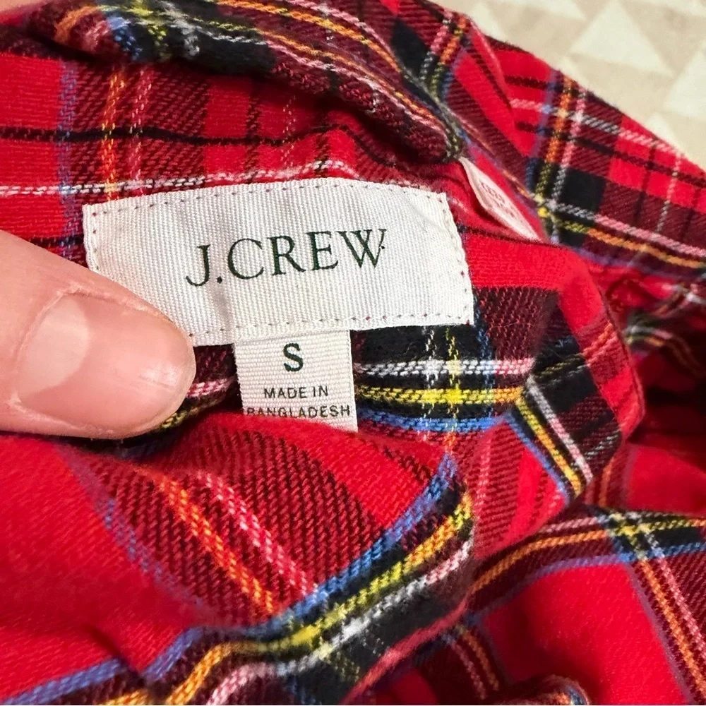 NWOT j crew Flannel pajama top Vintage Red Multi